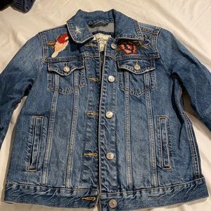New Abercrombie & Fitch denim jacket embroidered braids flowers